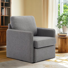 Swivel Accent Chair, Comfy single Sofa chair with storage, Modern arm chair  for Living Room, Fabric Swivel Armchair with Metal Base (Gary)