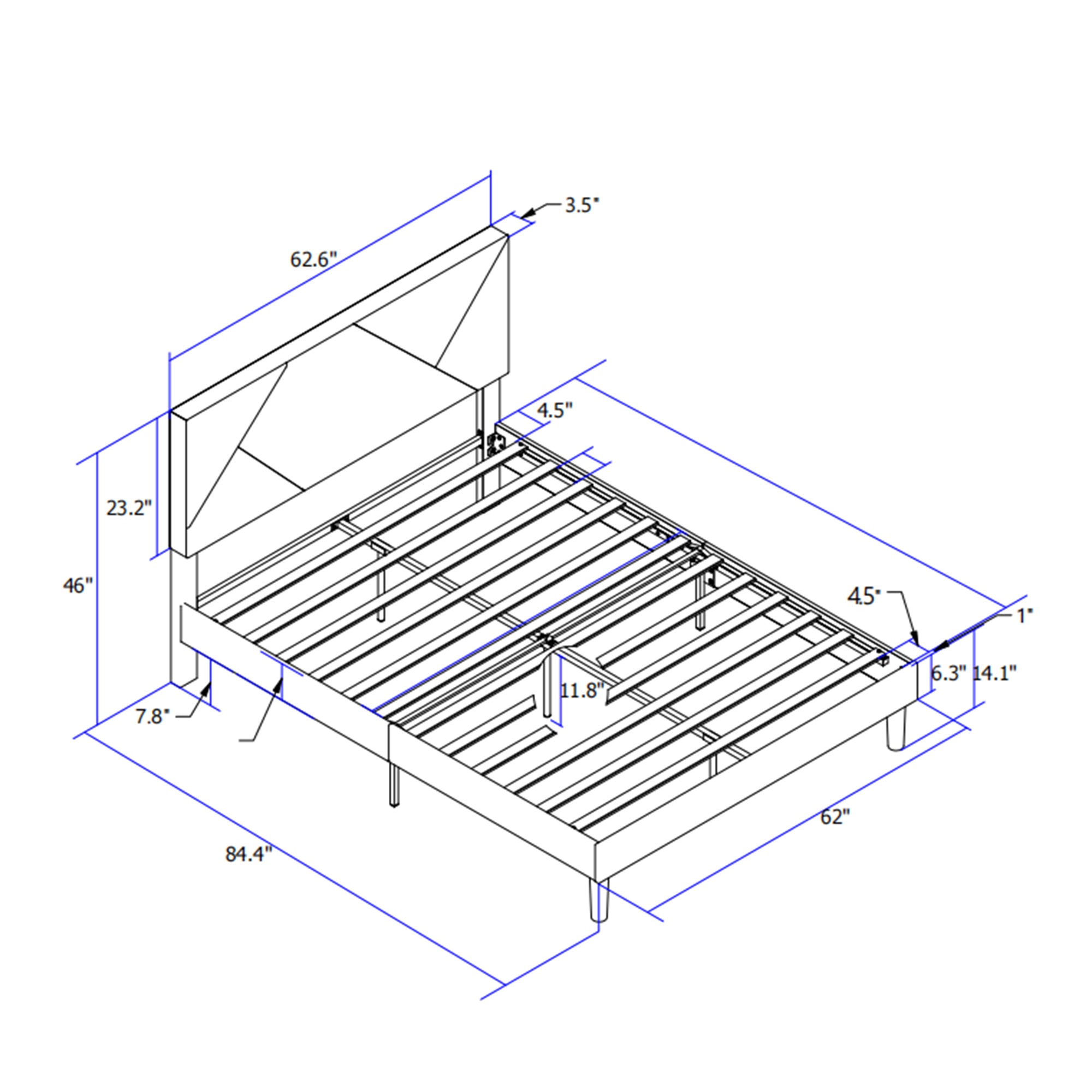 Queen Size Upholstered Platform Bed Frame ,Wood Slat Support, Easy Assembly,Grey