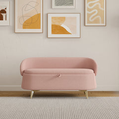 Multi-Functional 50" Pink Sofa with Storage in Teddy Fleece - Multi-Functional Design for Living Room