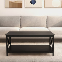 Modern Rectangular Black Coffee Table - Minimalistic Design for Living Room