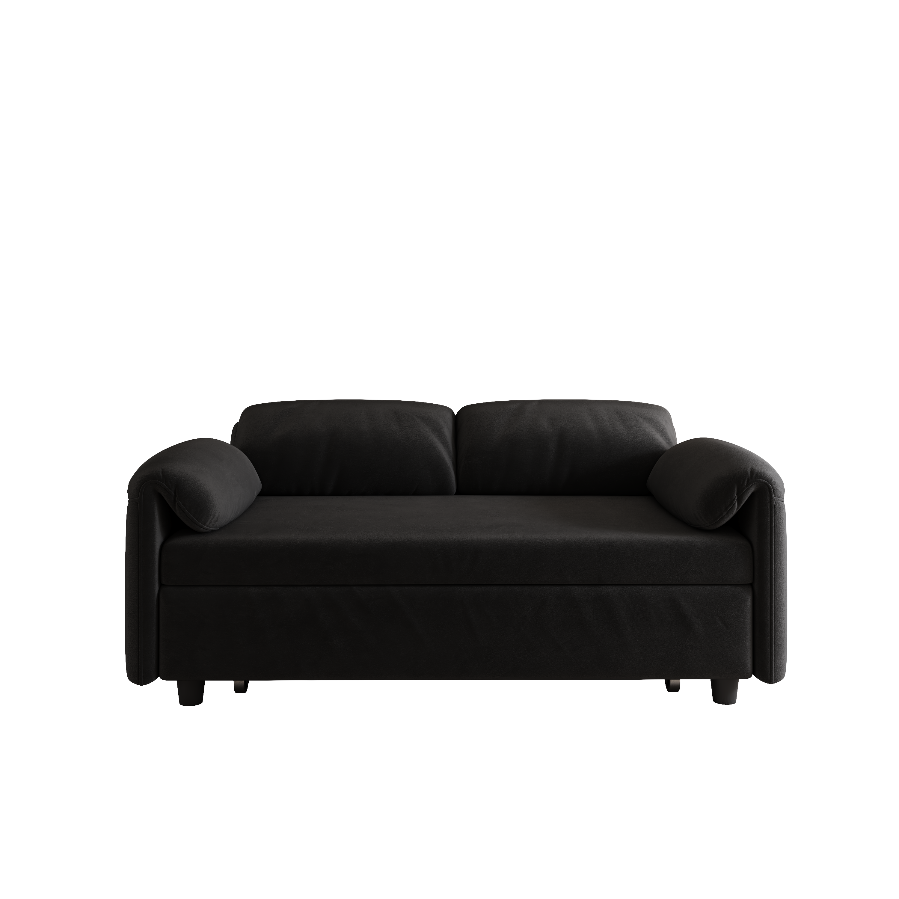 54" Black Velvet Sofa Bed - Modern Pull-Out Sofa for Small Living Room