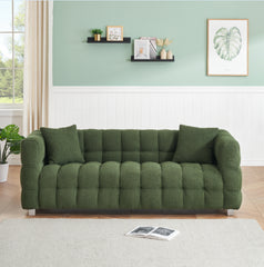 3-Seater Green Teddy Fleece Modular Pit Sofa with 2 Pillows for Living Room