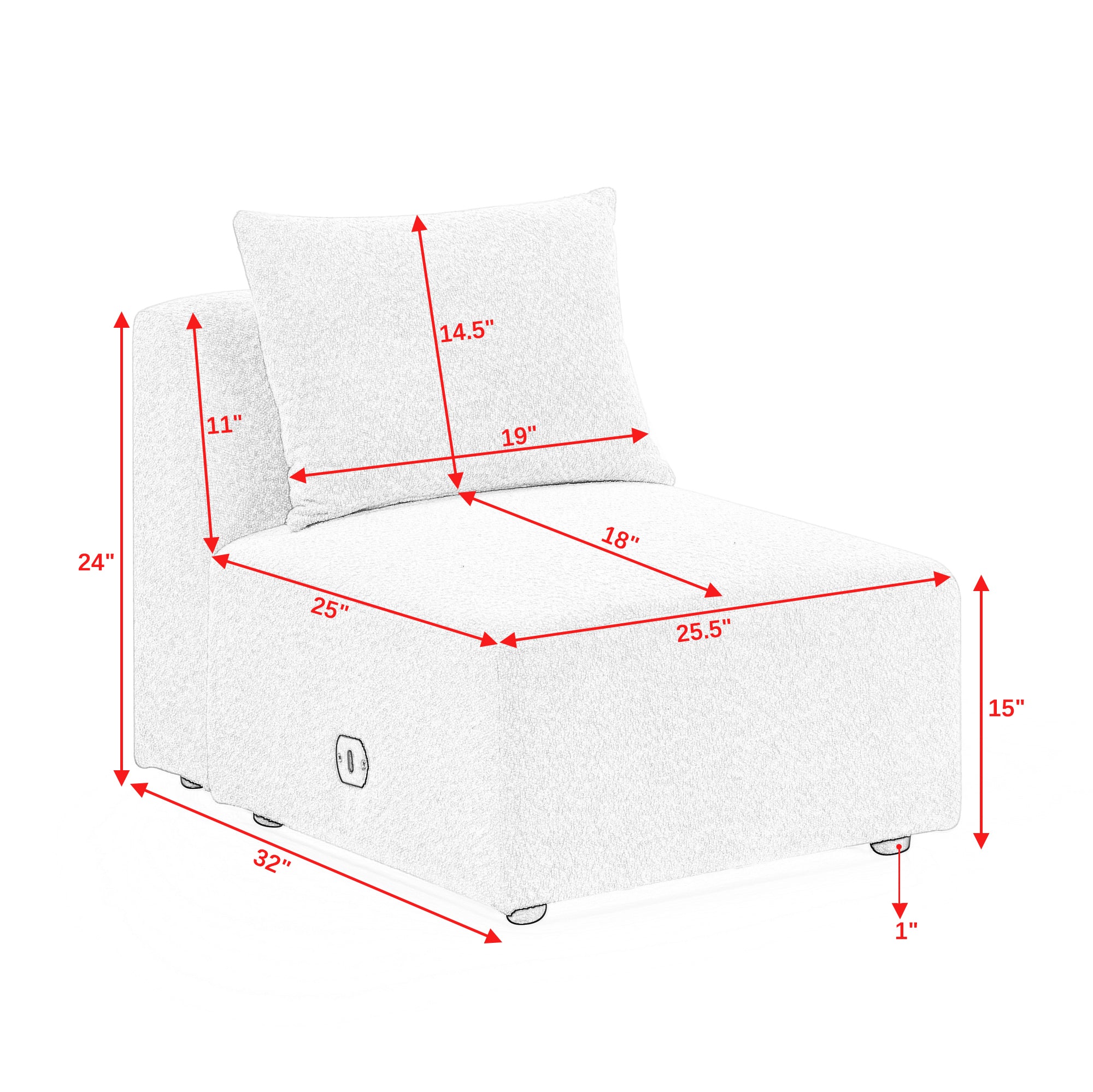 Single Chair for Modular Sofa