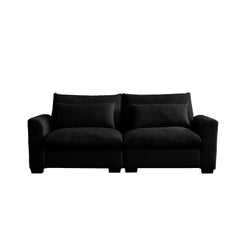 Modern Sofa 2 Seater Corduroy Fabric Sofa with Armrests for Apartment Living Room, Black