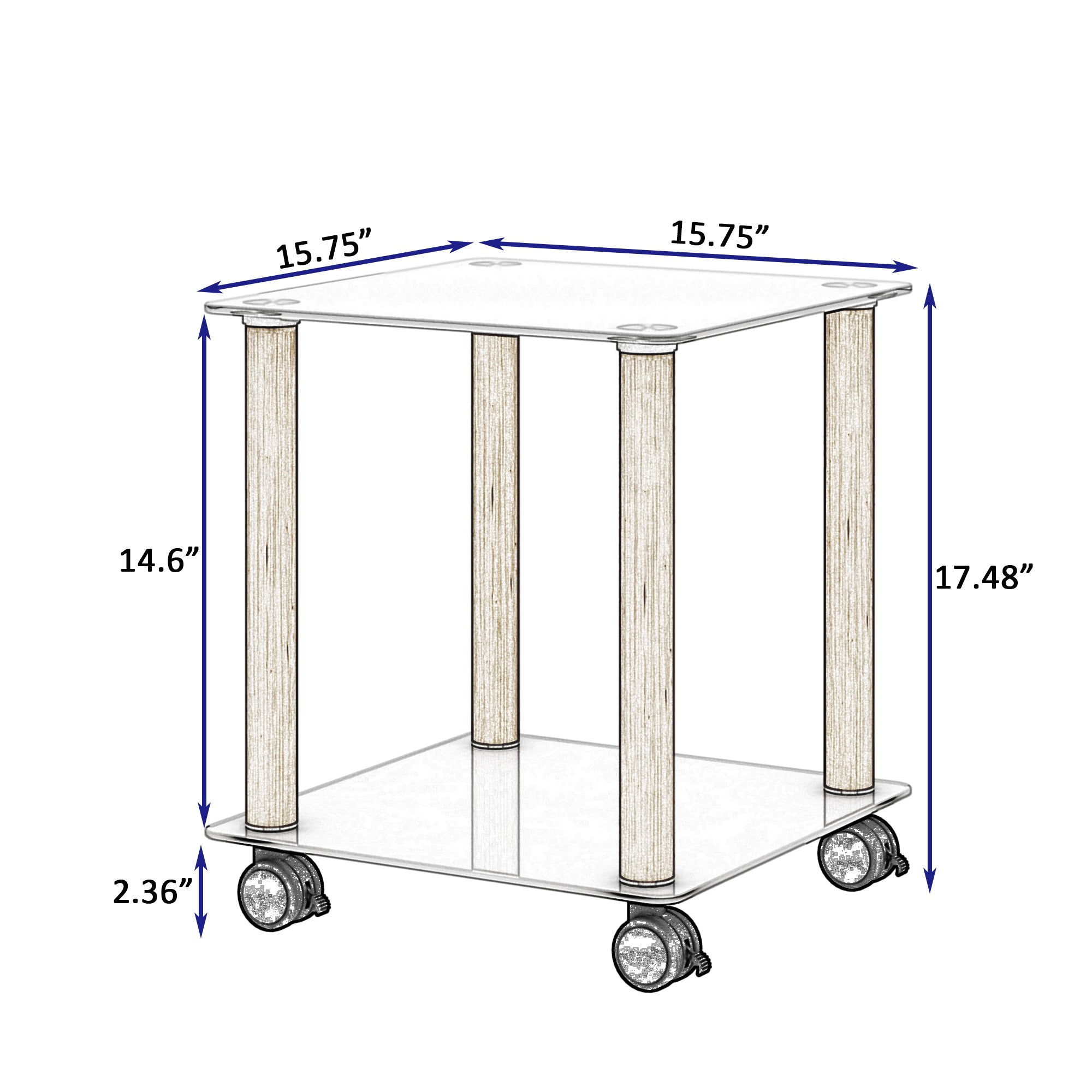 2-Piece White+Oak Side Table , 2-Tier Space End Table ,Modern Night Stand, Sofa table, Side Table with Storage Shelve