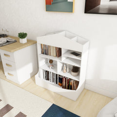 Multi-Functional 7 Shelf Bookcase, Storage Display, Rack, Organizer, White,14.37" D x 31.50" W x39.37" H