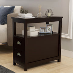 Modern Brown End Table With Two Drawers for Storage - Minimalistic Nightstand for Your Home