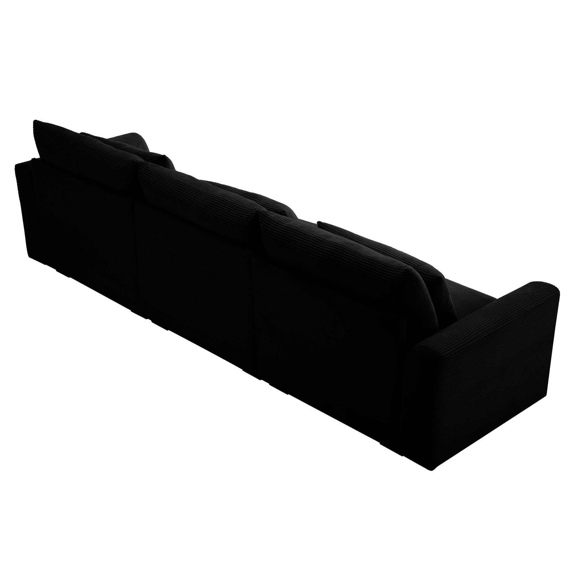 3 Seater Deep Seat Couches for Living Room, Wide and Deep Seat Comfy Living Roo Sofas with 3 Waist Pillows, black Corduroy