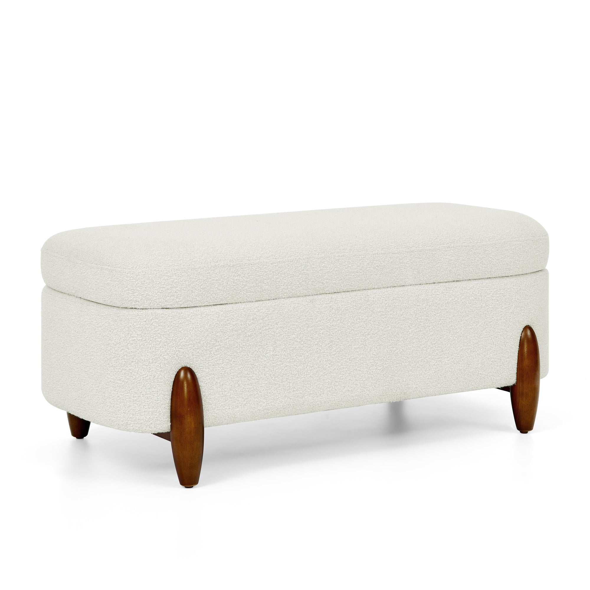 Ottoman bench with storage and seat cushion, made of looped gauze material, suitable for bedrooms, living rooms, and entrance passages-BEIGE(42.5"*20.5"*18.5")