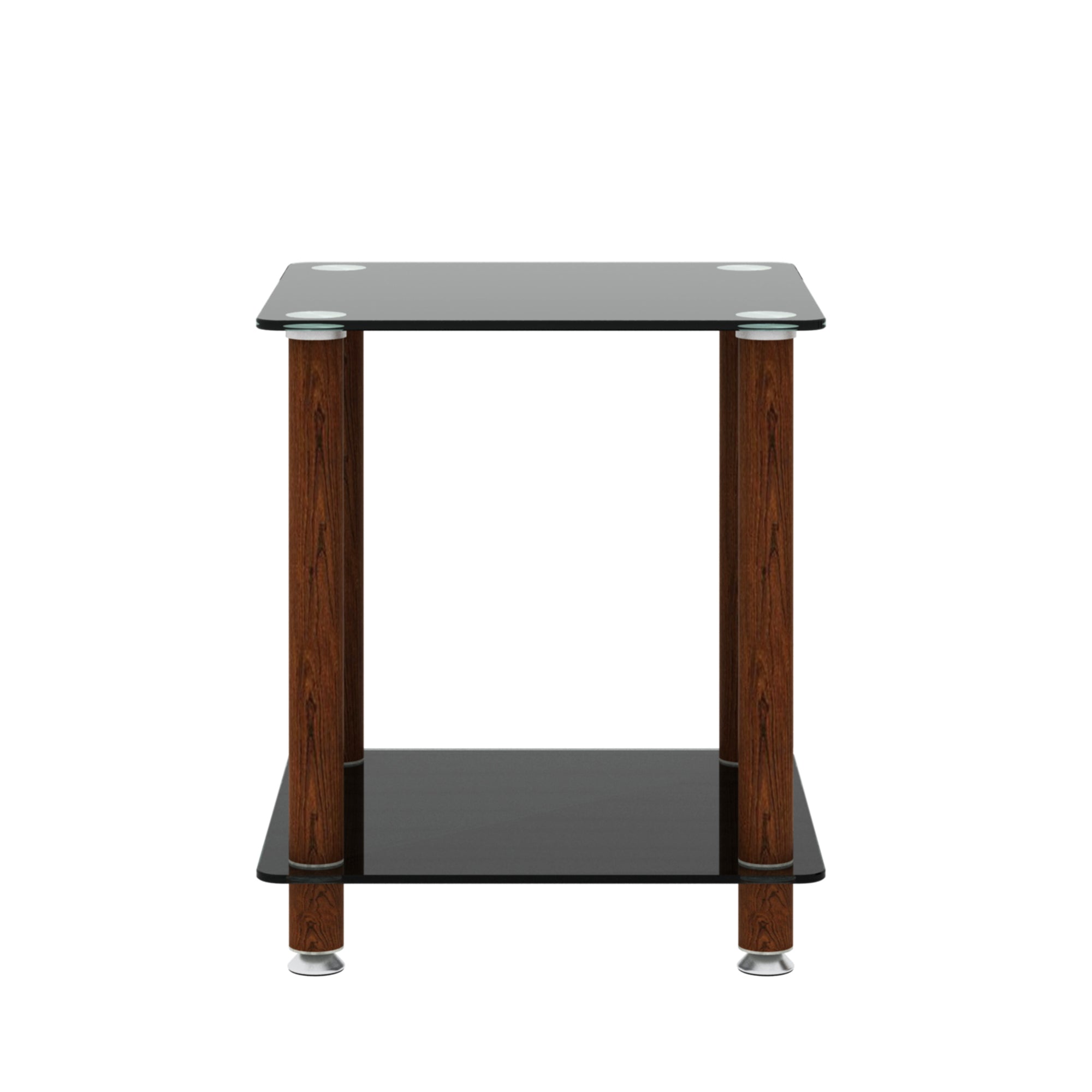 1-Piece Black + Walnut Side Table , 2-Tier Space End Table ,Modern Night Stand, Sofa table, Side Table with Storage Shelve