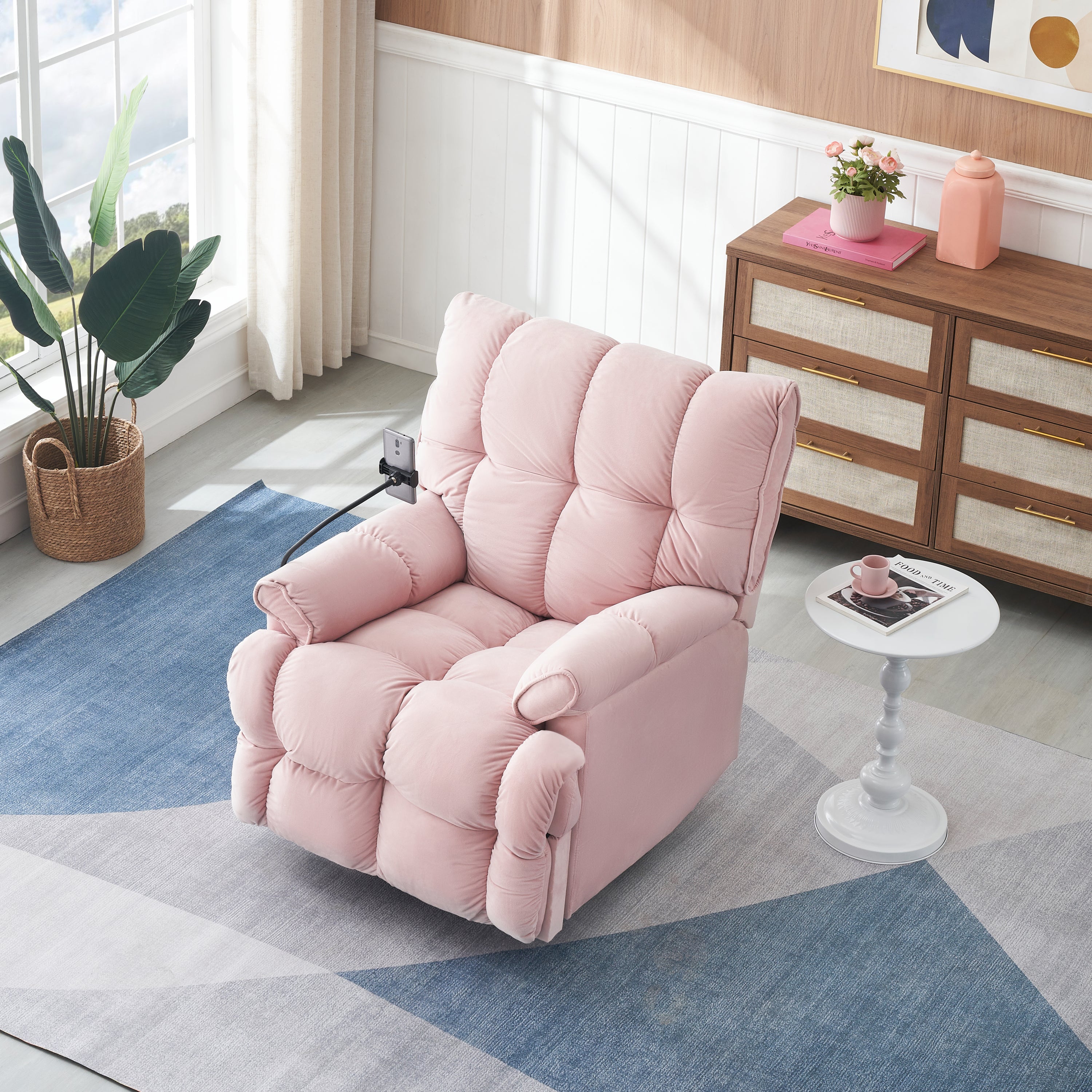 Single chair pink comfortable seat, the seat is soft and comfortable, suitable for small living room space single sofa