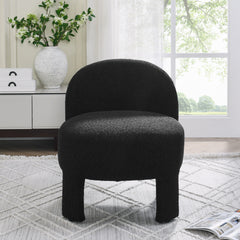 Hoop gauze lounge chair with soft cushion and backrest, need to be assembled, suitable for living room/bedroom/dining room -- BLACK(24.5"*28.75"*28.75")