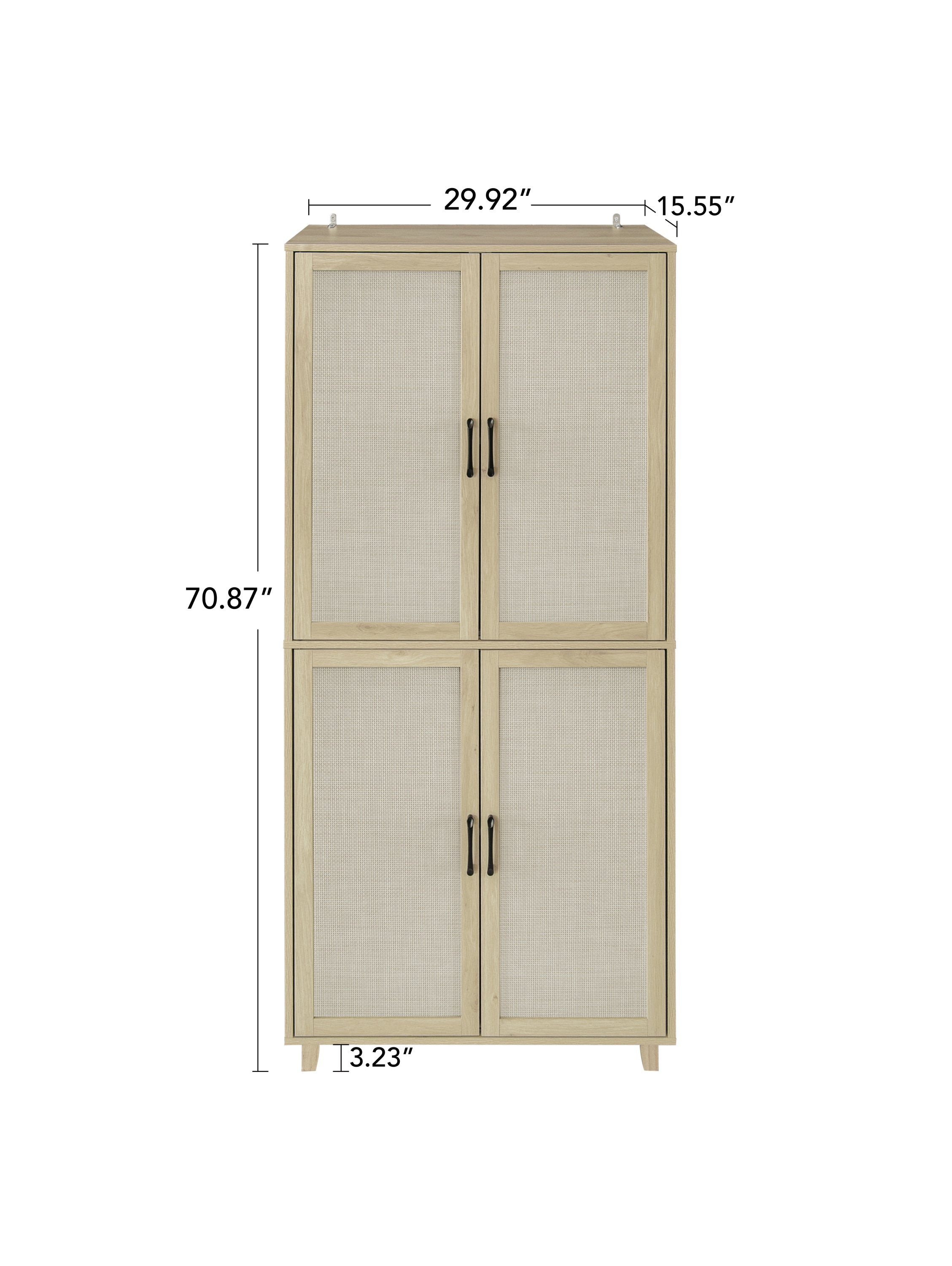 4 Door Cabinet, with 4 Adjustable Inner Shelves, Storage Cabinet