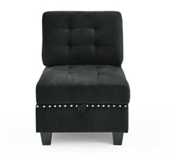 L shape Modular Sectional Sofa,DIY Combination,includes Three Single Chair and Three Corner ,Black Velvet.