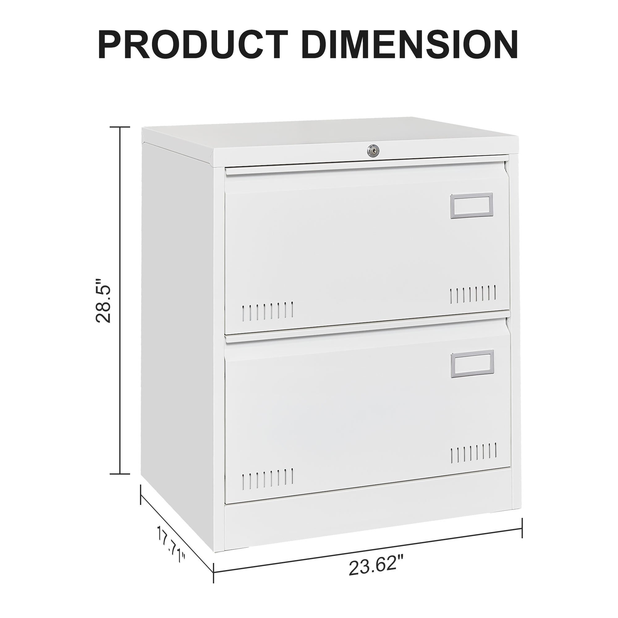 Filing Cabinet Lateral File Cabinet 2 Drawer, White Filing Cabinets with Lock, Locking Metal File Cabinets Three Drawer Office Cabinet for Legal/Letter/A4/F4 Home Offic