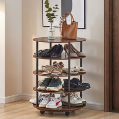 4-Tier Revolving Shoe Rack, Space-Saving Shoe Storage Organizer