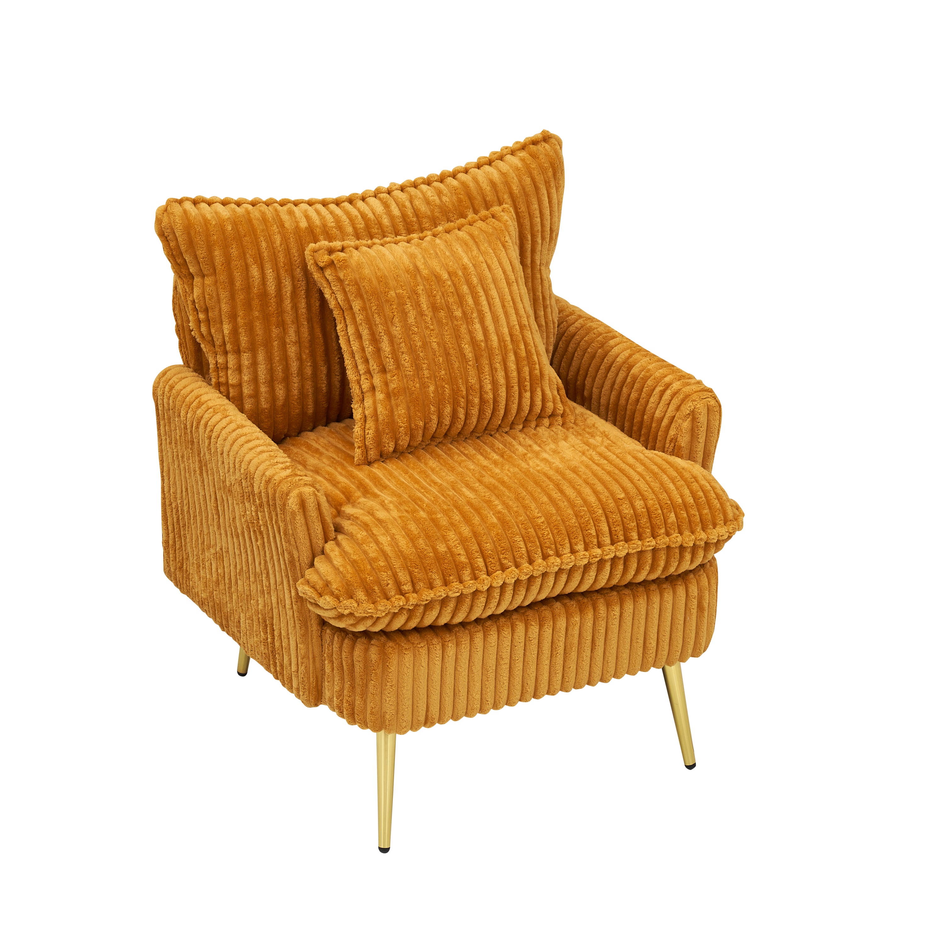 30.31 inch single chair Fashion sofa, yellow sofa, coarse corduroy fabric, soft and comfortable, suitable for apartment office living room bedroom meeting room