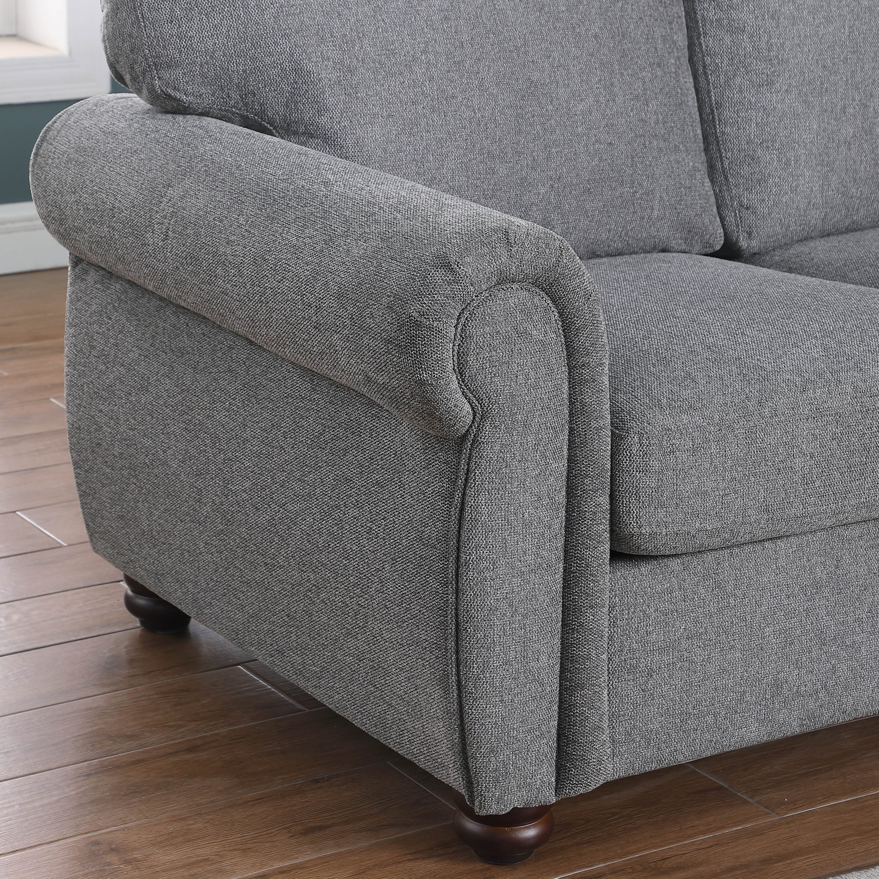 3-Seater Dark Gray Chenille Sofa