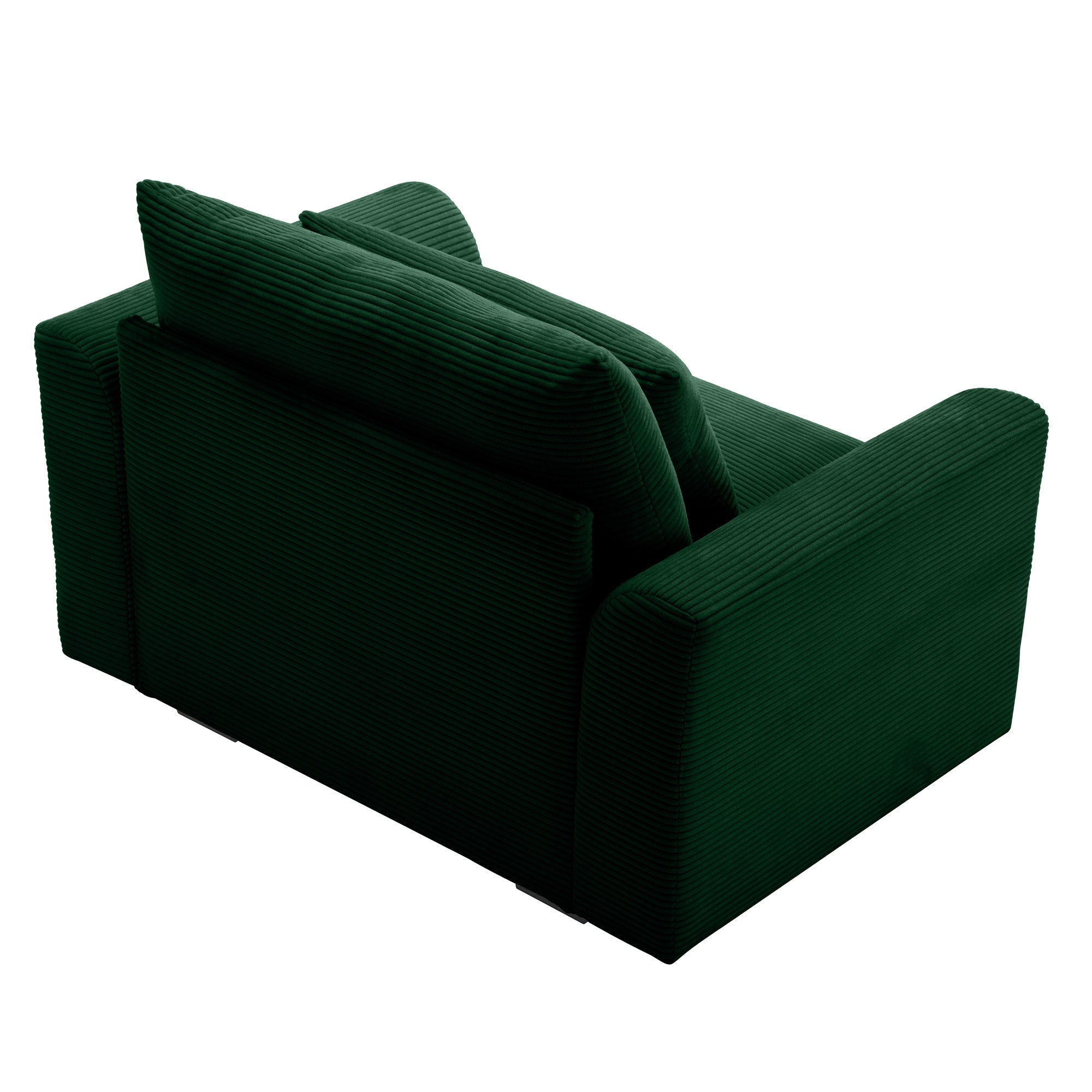 Green Corduroy Deep Seat Single Sofa Accent Chair,Deep Seat Couch with Waist Pillow for Living Room/Apartment/Office