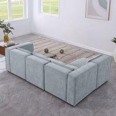 modular sofa Grayish blue  chenille fabric,  simple and grand, the seat and back is very soft. this is also a KNOCK DOWN sofa