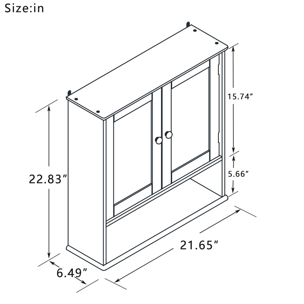 21.7" Bathroom Wall Cabinet with Doule Mirror Doors and Shelvs for Storage