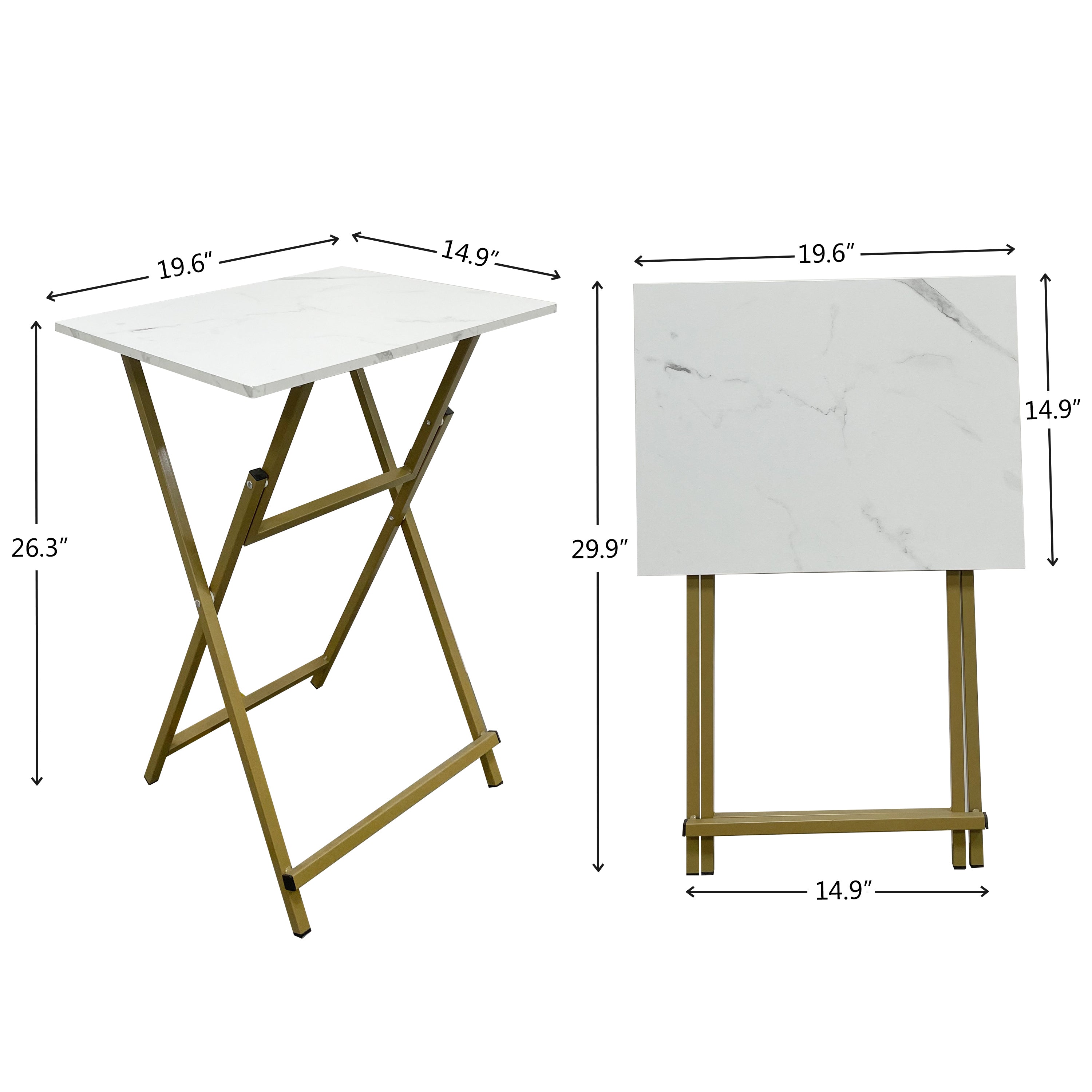 Gold & White Folding TV Tray Table, No Assembly Required