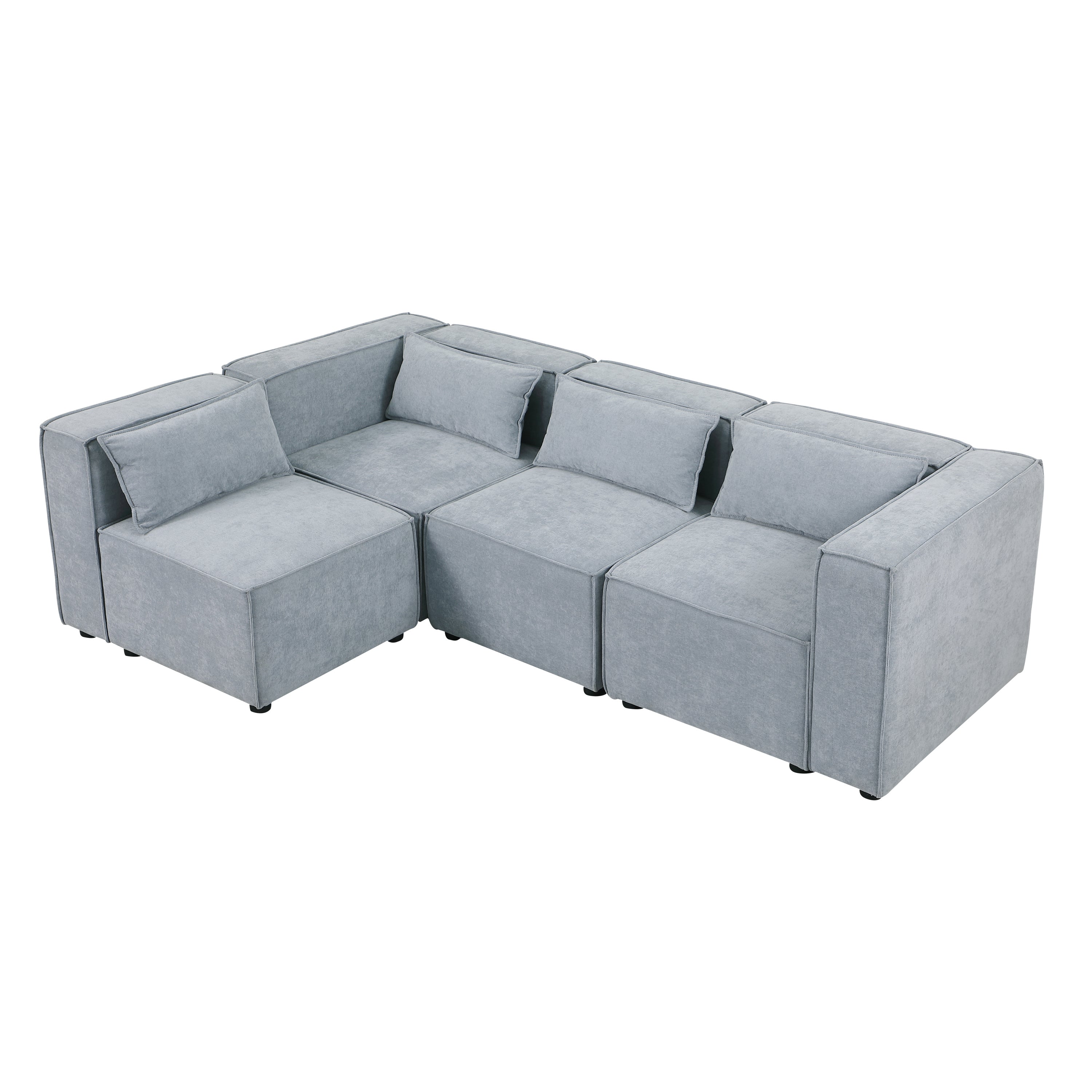 modular sofa Grayish blue  chenille fabric,  simple and grand, the seat and back is very soft. this is also a KNOCK DOWN sofa