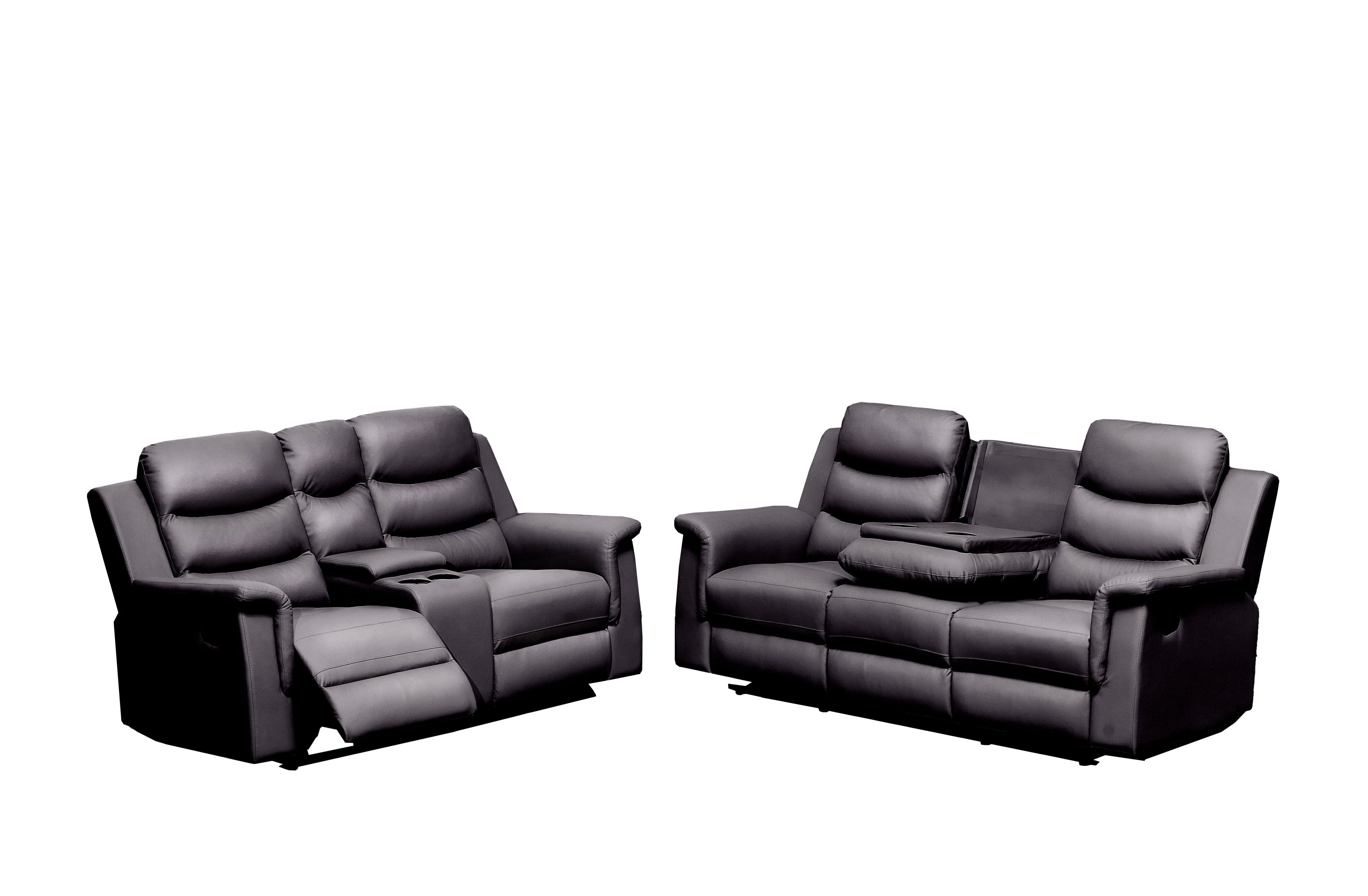 Reclining sofa with Middle Console Slipcover,  Stretch 3 seat Reclining Sofa Covers (BLACK, 3 Seat Recliner Cover with Console)  BLACK  faux Leather