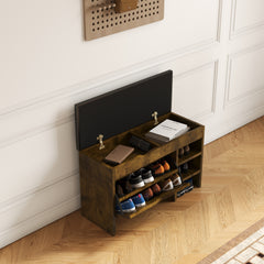 31.5" Brown Shoe Cabinet with Soft Cushion Top for Entry Room