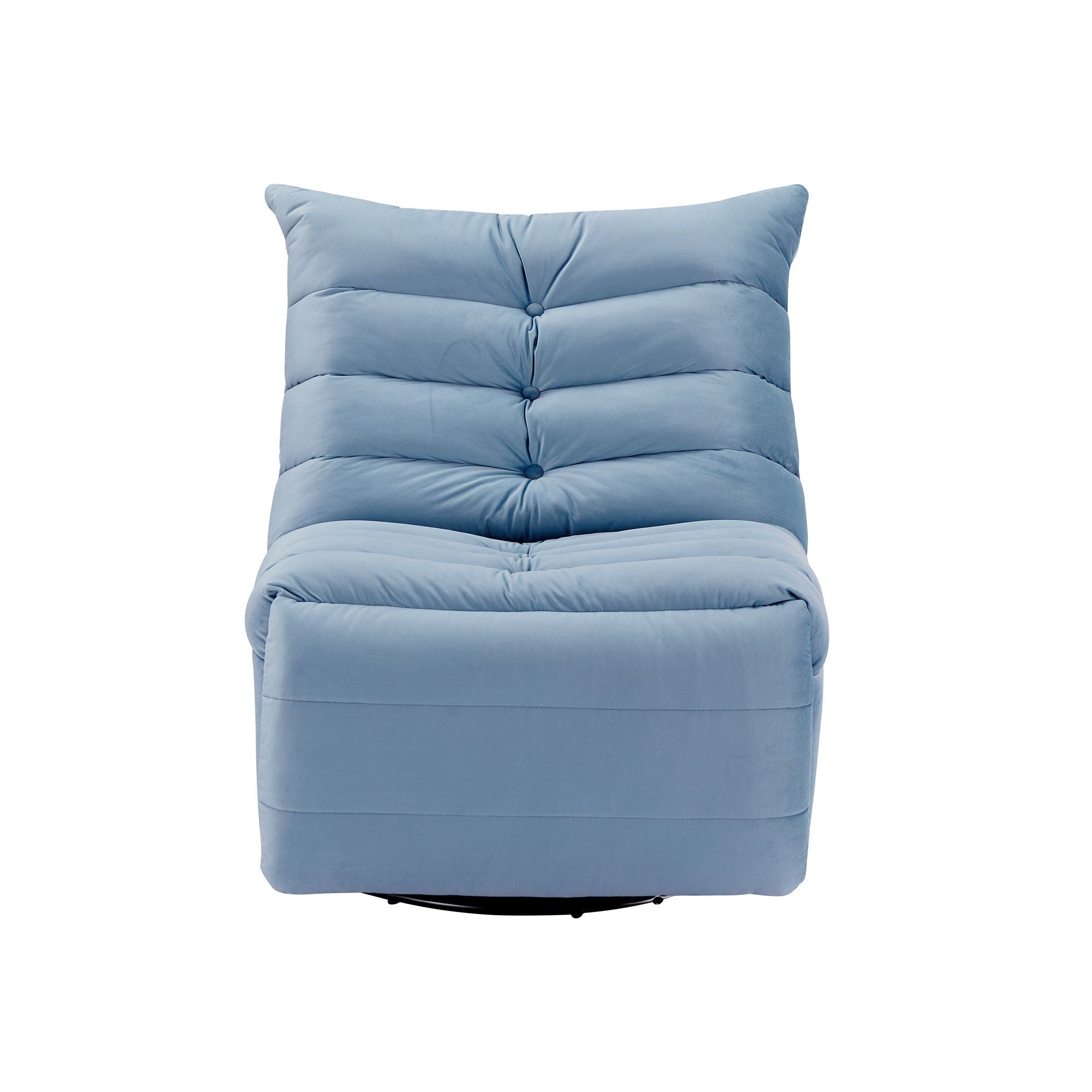 Modern Rotatable Lake Blue Lounge Chair with Side Storage Pocket - Stylish & Durable Recliner for All Your Room