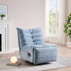 Modern Rotatable Lake Blue Lounge Chair with Side Storage Pocket - Stylish & Durable Recliner for All Your Room