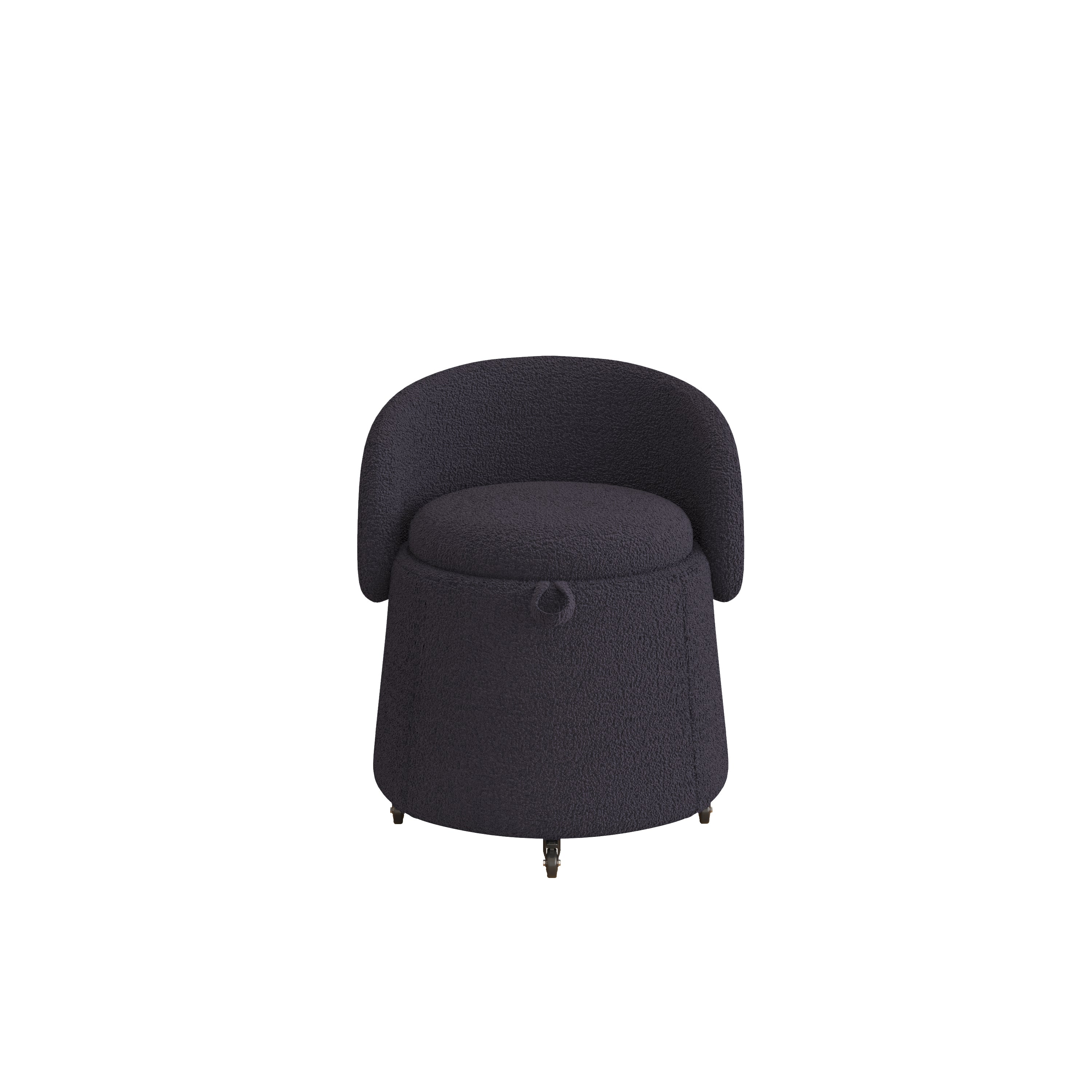 23" Movable Black Storage Chair - Multi-Functional Design in Teddy Fleece for Stylish Bedroom & Living Room