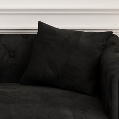 Luxurious 83" Black Velvet 3-Seater Sofa with 2 Pillows - Perfect Design for Living Room