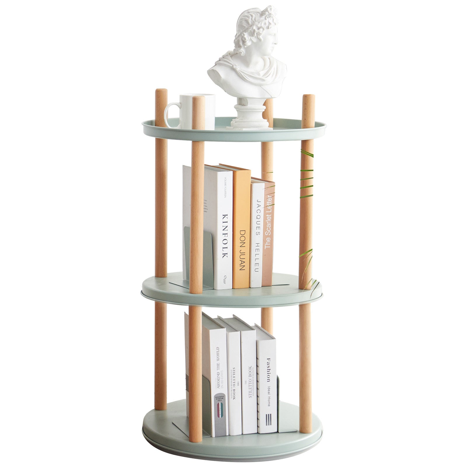 360° Rotating Storage Shelf, 3-Tier Bookshelf with Large-Capacity, Multifunctional Rack for Living Room