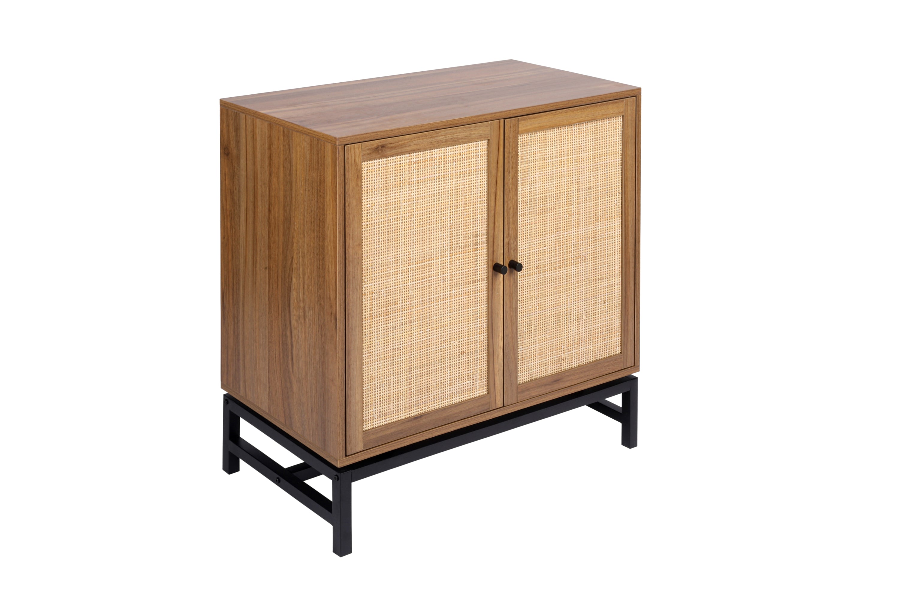 Set of 2, Natural rattan, 2 door cabinet, with 1 Adjustable Inner Shelves, rattan, Accent Storage Cabinet