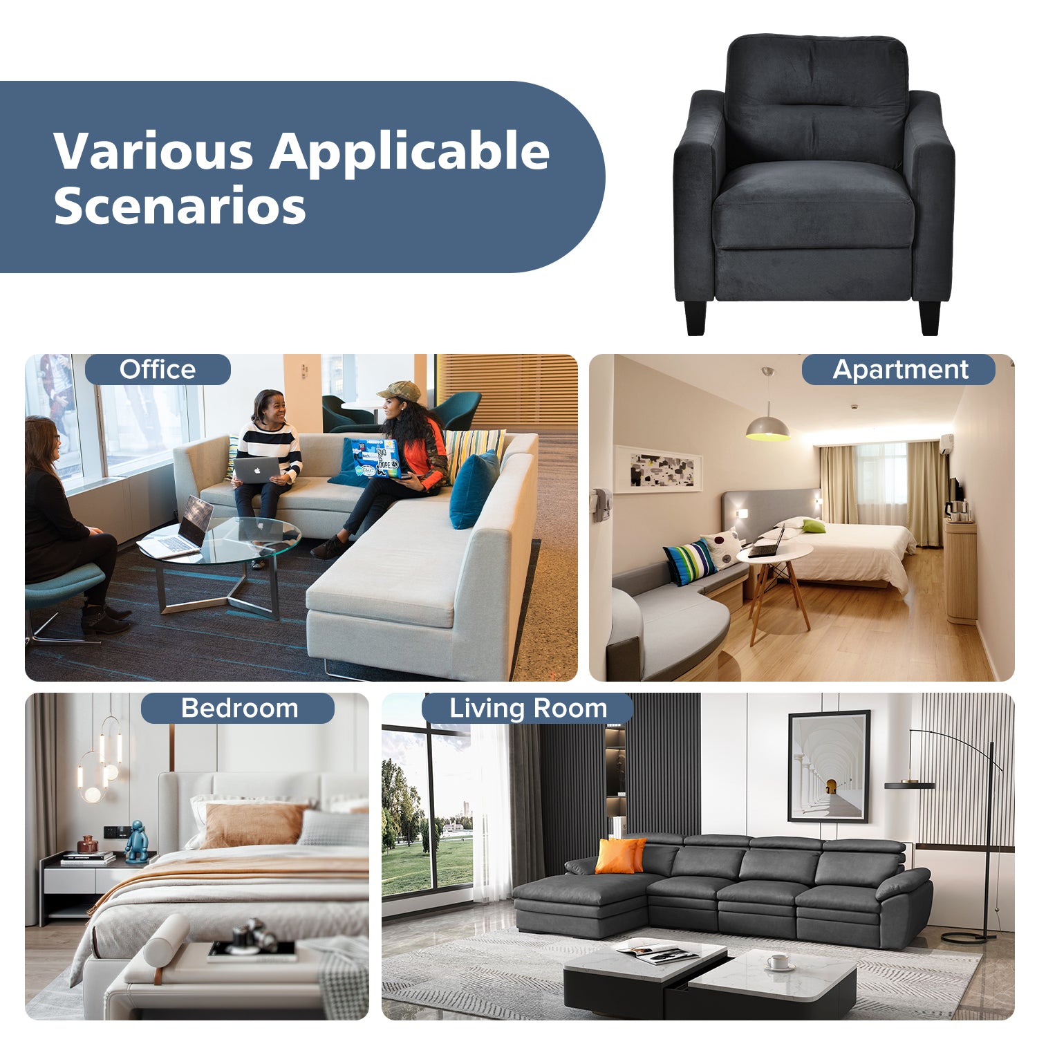 Comfortable Sectional Sofa for Living Room, Bedroom, Office