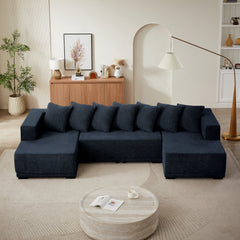 Chenille U-Shaped Sectional Sofa Set,Minimalist Style Modular Sectional Sofa, Luxury Chenille Fabric Cloud Couch for Living Room