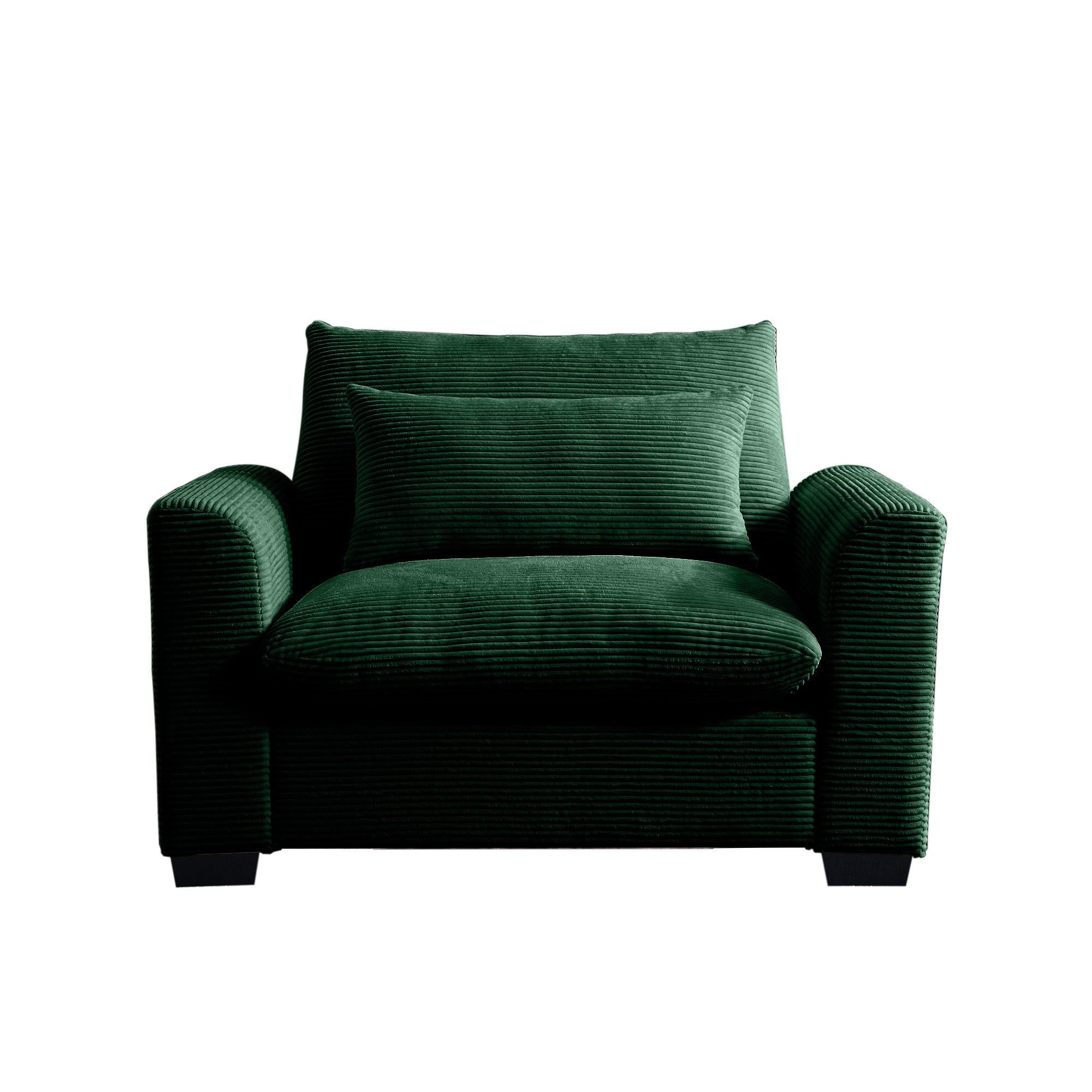 Green Corduroy Deep Seat Single Sofa Accent Chair,Deep Seat Couch with Waist Pillow for Living Room/Apartment/Office