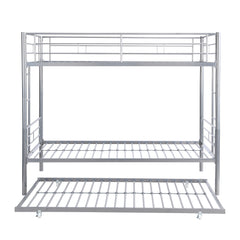 METAL BUNK BED WITH TRUNDLE  SILVER