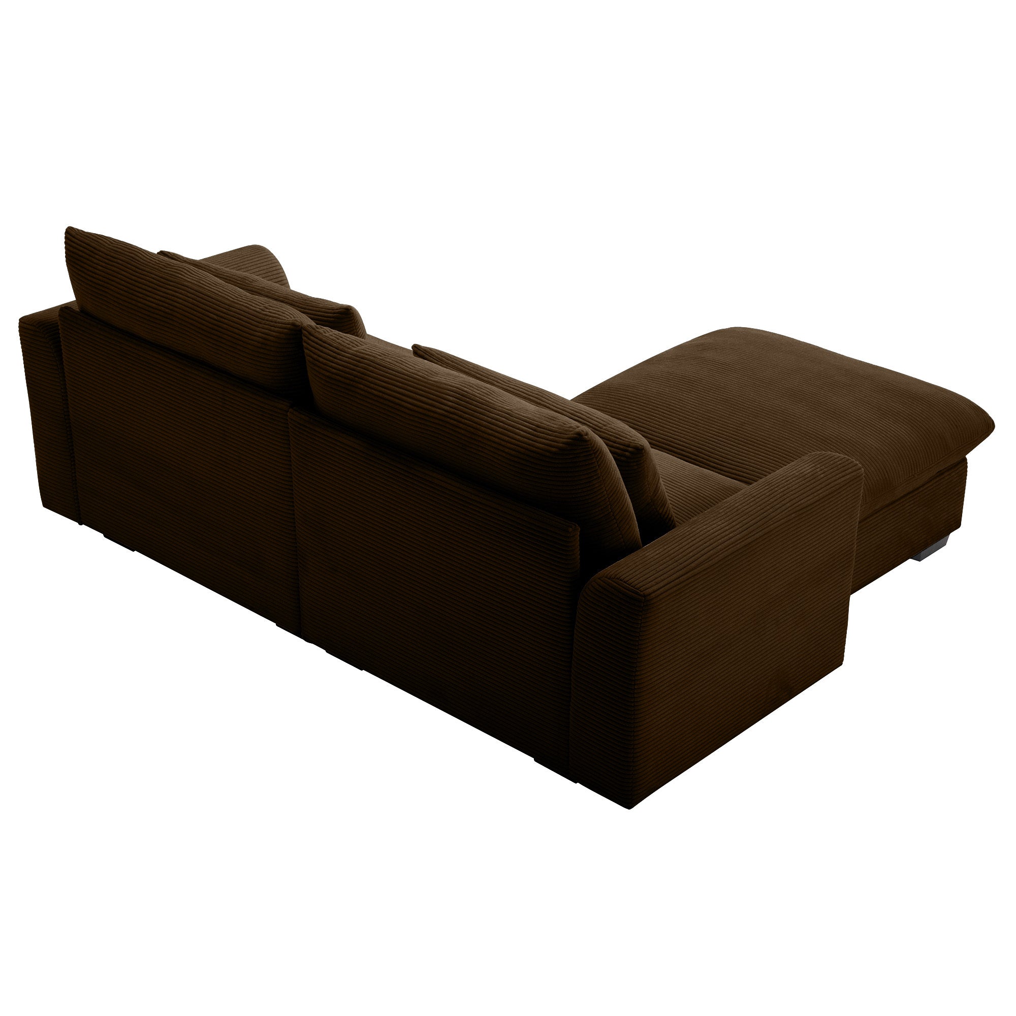 Sectional Sofa Comfy Corduroy Couch for Living Room with Pillows and Round Armrests, Modern Corduroy Sofa Sleeper Deep Couches with Storage Ottoman (Brown, 2-Seat)