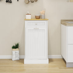 One Drawers and One-Compartment Tilt-Out Trash Cabinet Kitchen Trash Cabinet-White