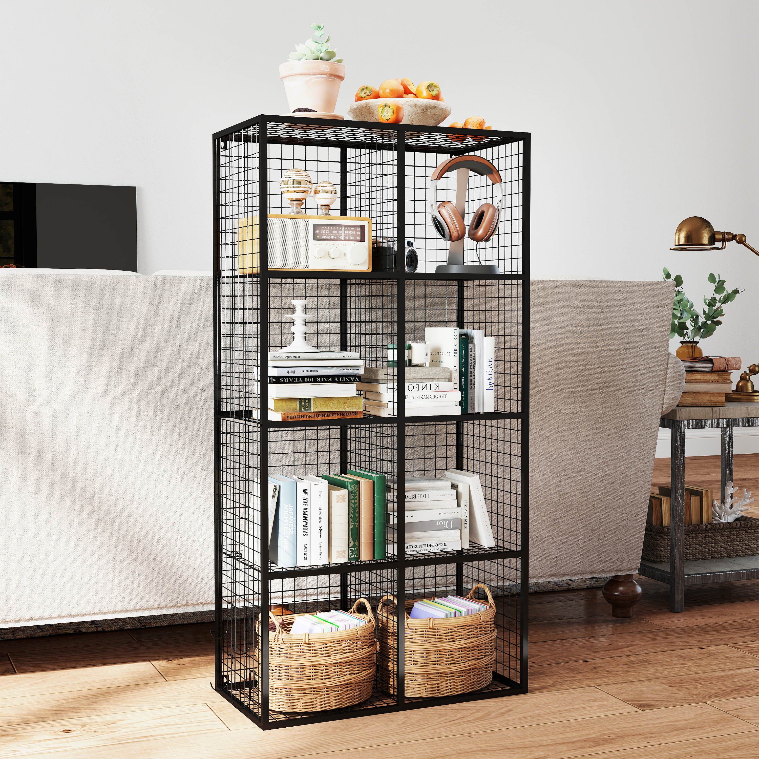 8-Cube Metal Storage Organizer, Modular Bookshelf, Black