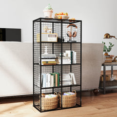 8-Cube Metal Storage Organizer, Modular Bookshelf, Black
