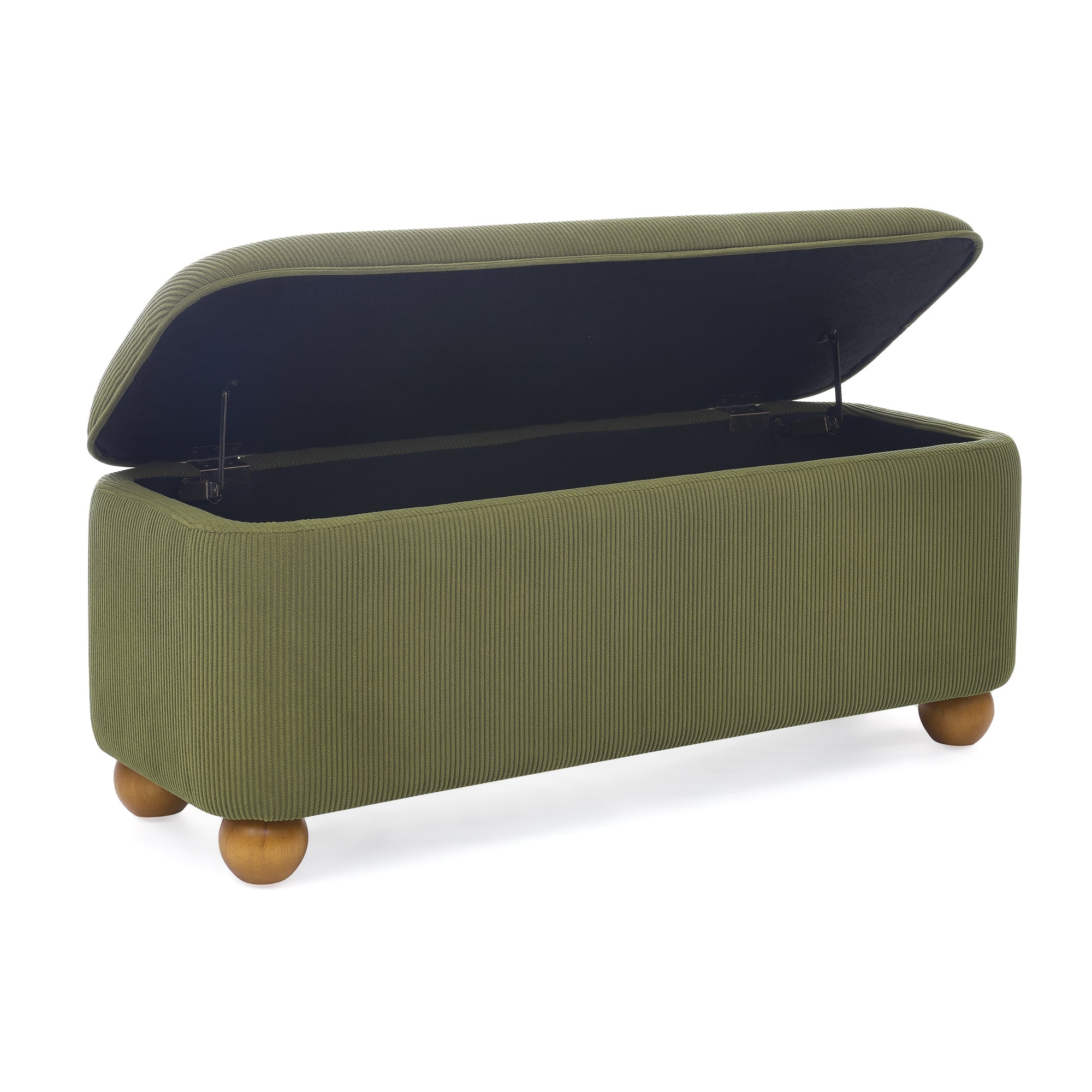 Flannelette Fabric Storage Ottoman bench, cushioned bed end Ottoman bench with storage and seat, suitable for bedrooms, living rooms, and entrance passages-GREEN(41.73"*15.55"*17.71")