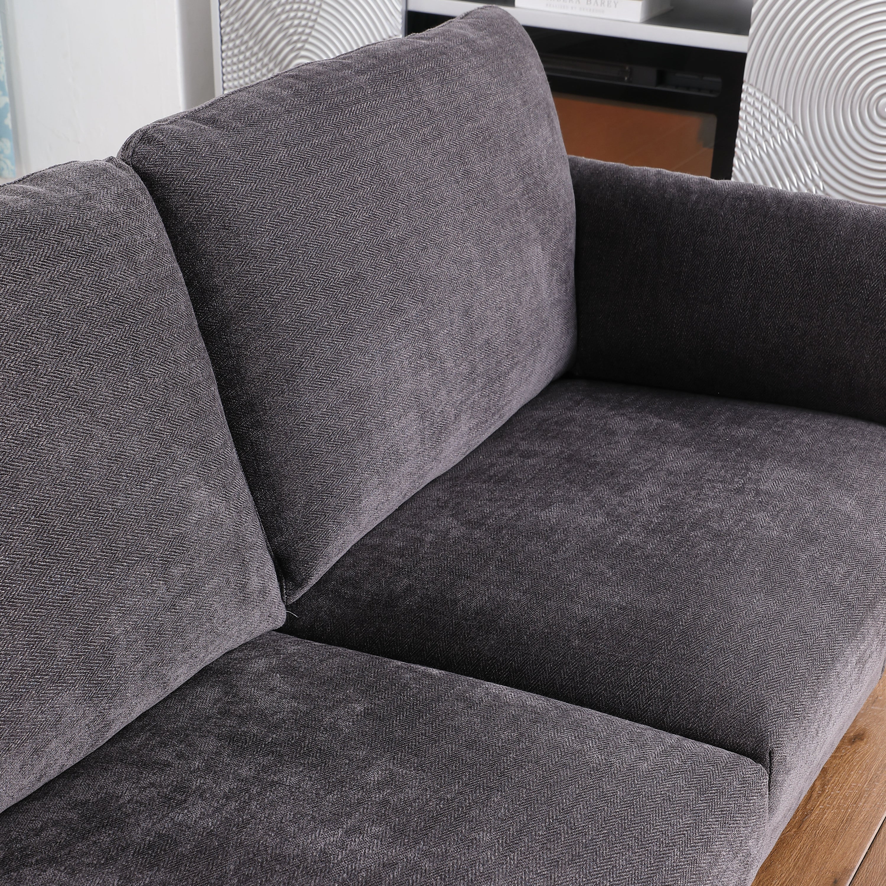 Dark Gray Loveseat Chenille Sofa for Living Room