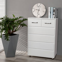 Modern White Cabinet with 6-Drawers for Storage - Minimalistic Design for All Your Home