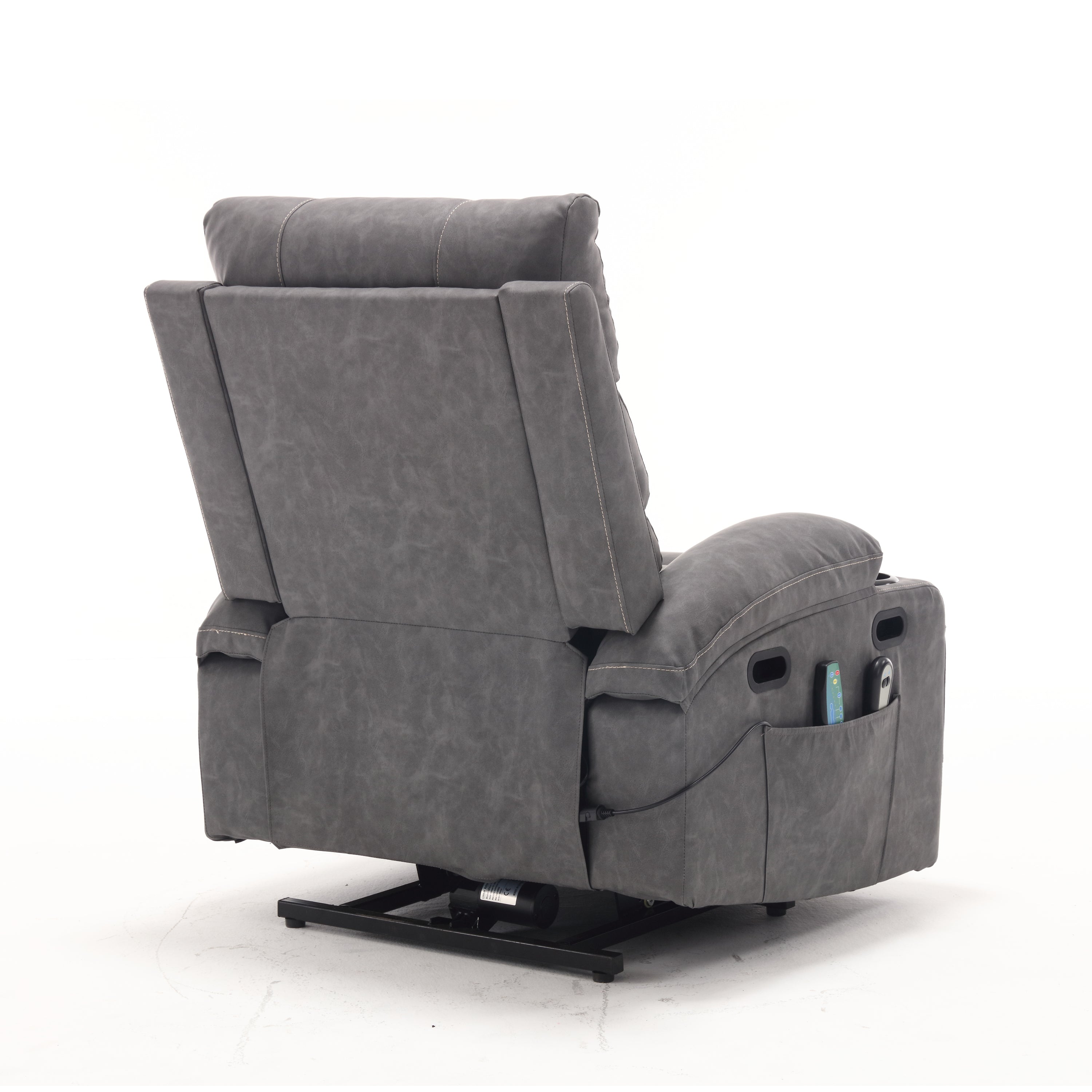 21"seat width,large size Electric Power Lift Recliner Chair Sofa for Elderly, 8 point vibration Massage and lumber heat, Remote Control, Side Pockets and Cup Holders, cozy fabric, overstuffed arm pu