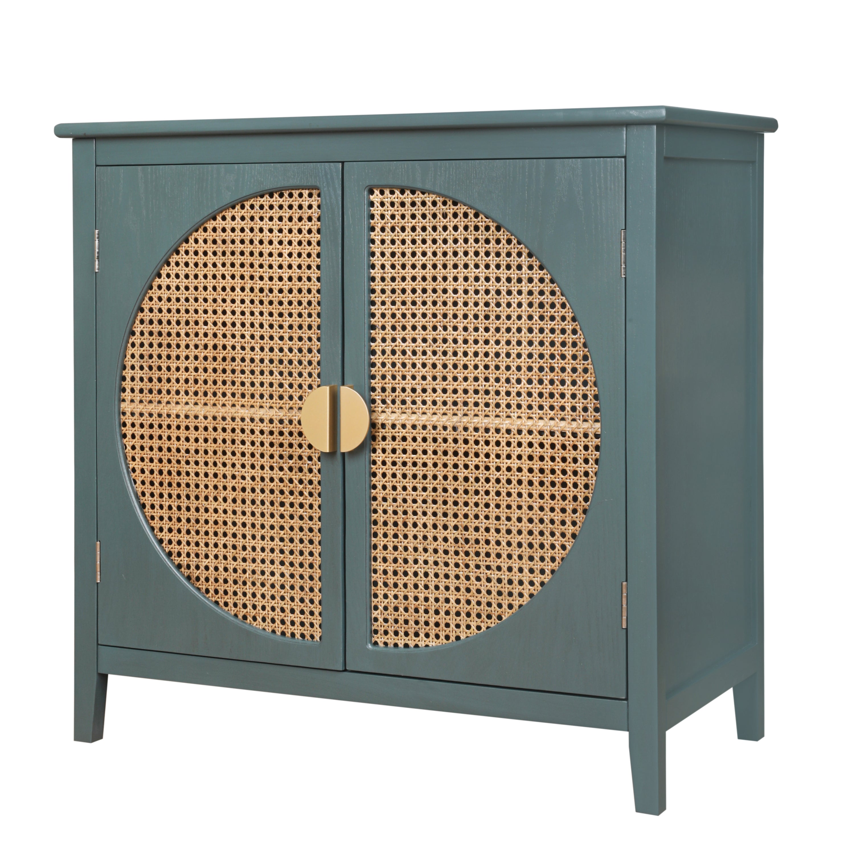 2 door cabinet with semicircular elements,natural rattan weaving,suitable for multiple scenes such as living room, bedroom, study room