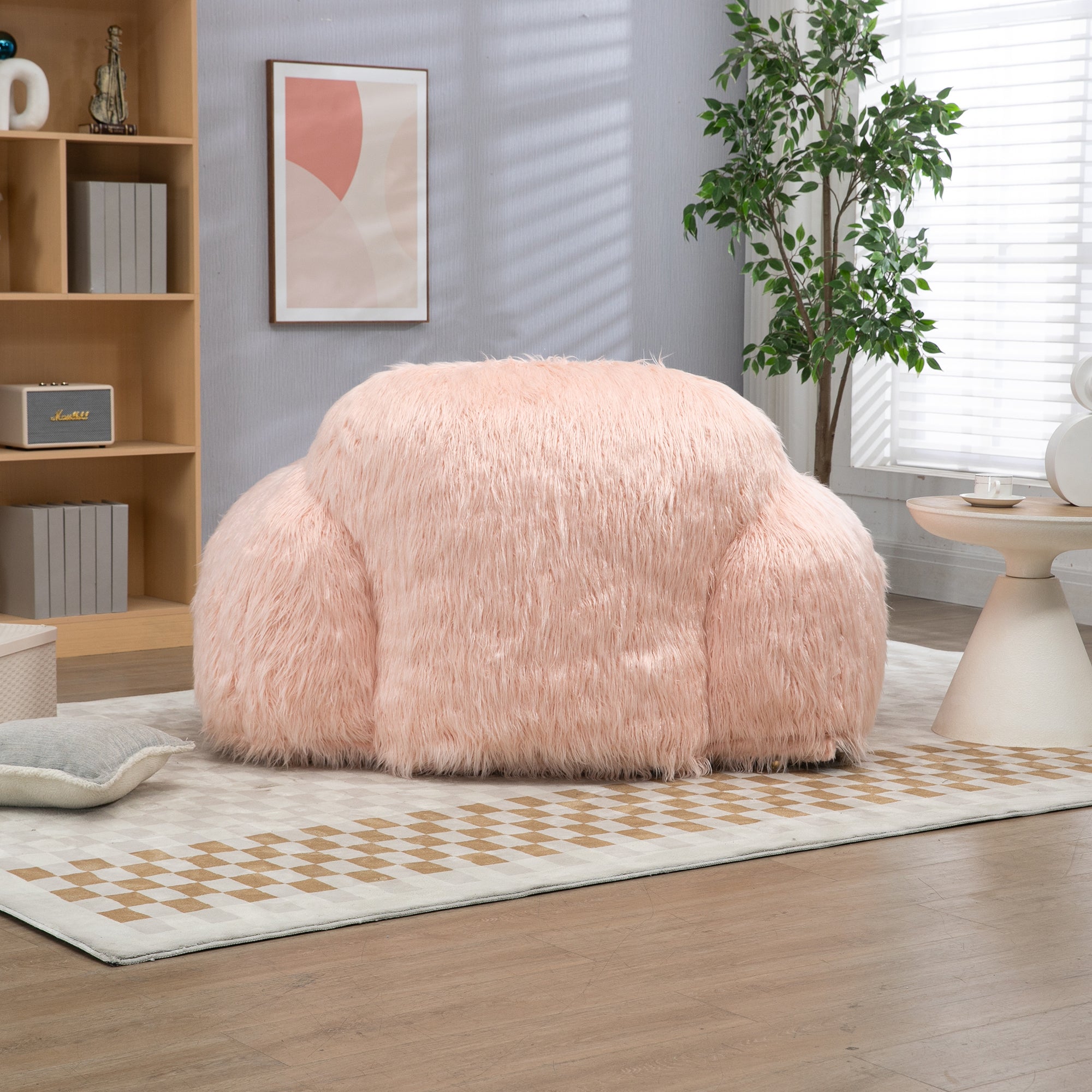 Bean bag chair lazy long hair sofa bean bag chair adult, teen high density foam filled modern focus chair comfortable living room, bedroom chair