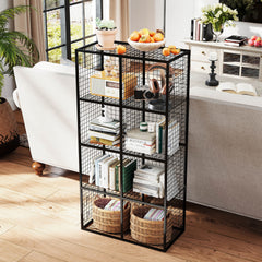 8-Cube Metal Storage Organizer, Modular Bookshelf, Black